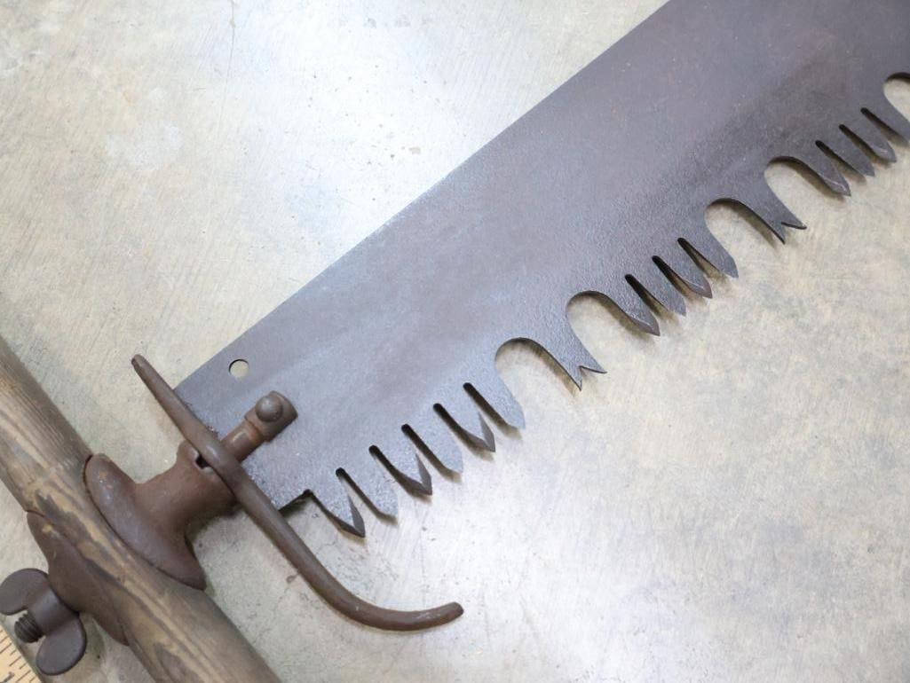 Antique Extra Long Two Man Crosscut Saw with Handles - 4