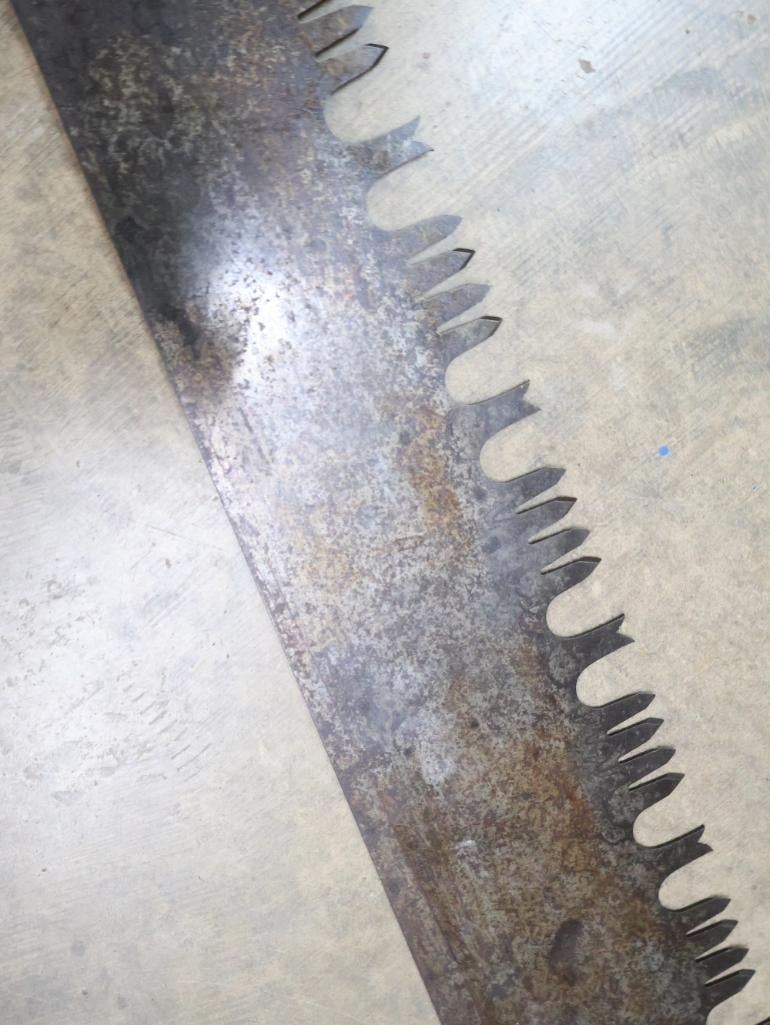 Antique Long Two Man Crosscut Saw with Handles - 12