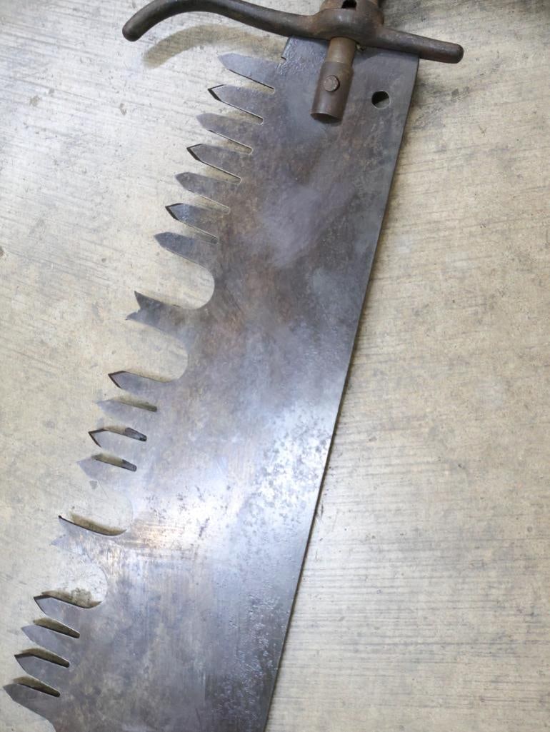 Antique Long Two Man Crosscut Saw with Handles - 4