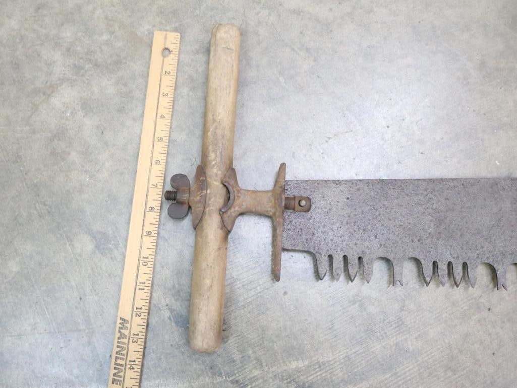 Antique Two Man Crosscut Saw with Handles - 3