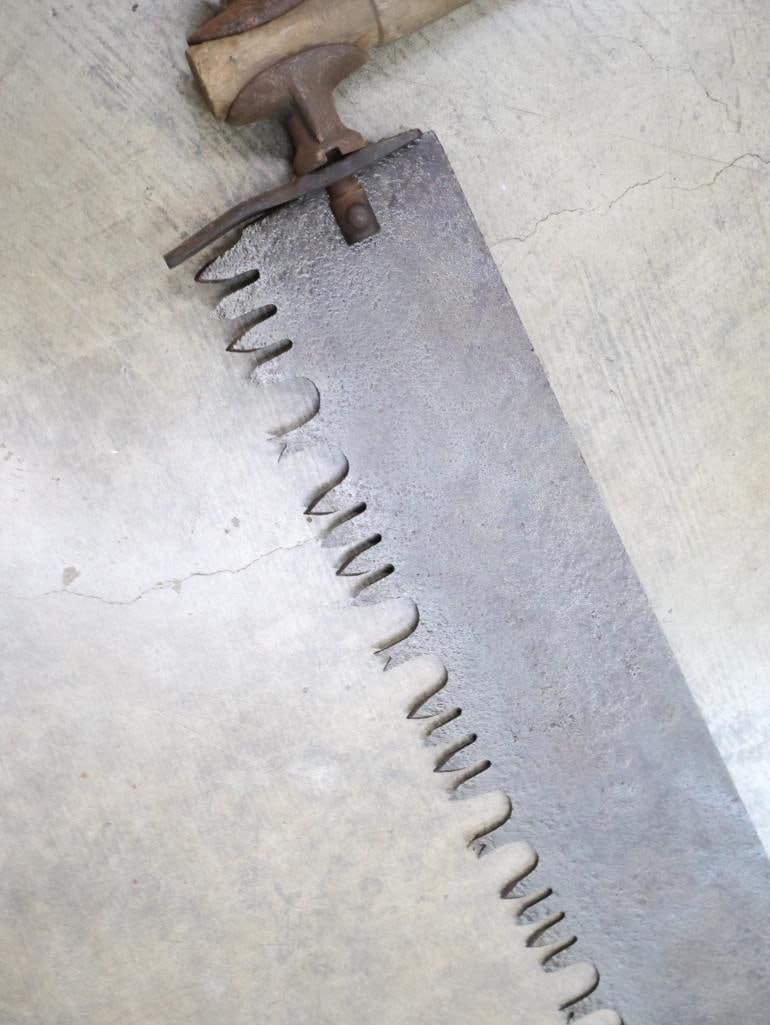 Antique Two Man Crosscut Saw with Handles - 7