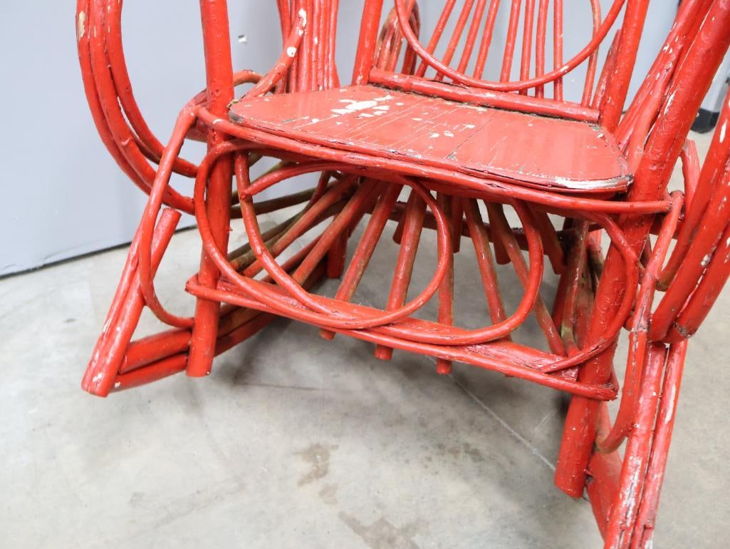 Vintage Bent Willow Wood Rocking Chair - 4