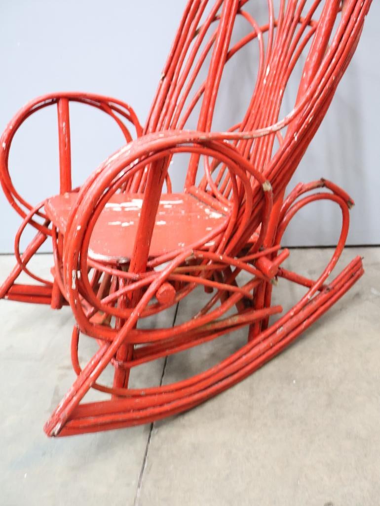 Vintage Bent Willow Wood Rocking Chair - 5