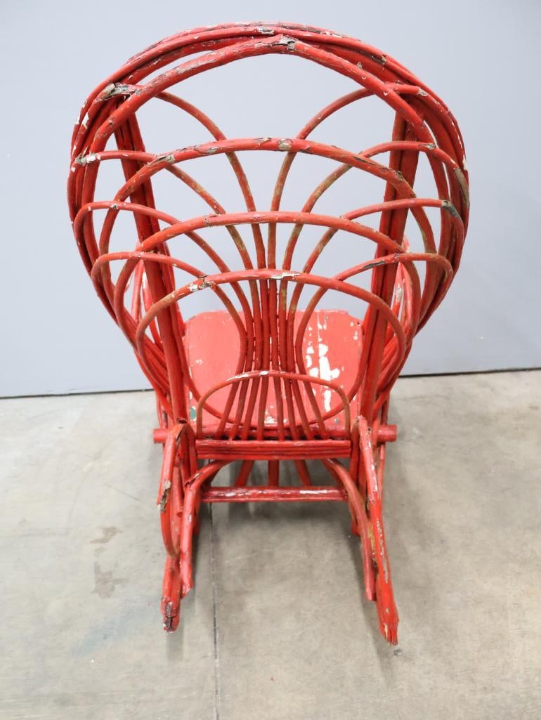 Vintage Bent Willow Wood Rocking Chair - 9