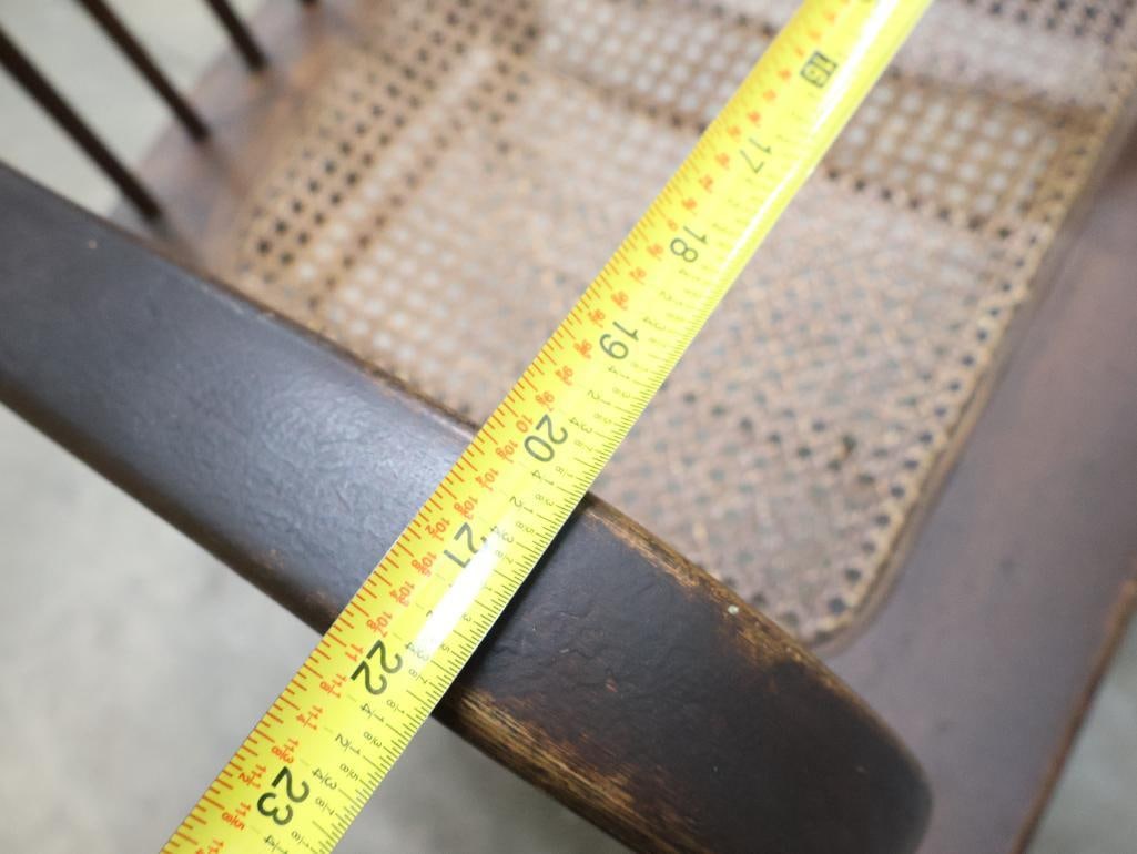 Antique Pressed Back Chair With Bent Wood Arm Rests - 12