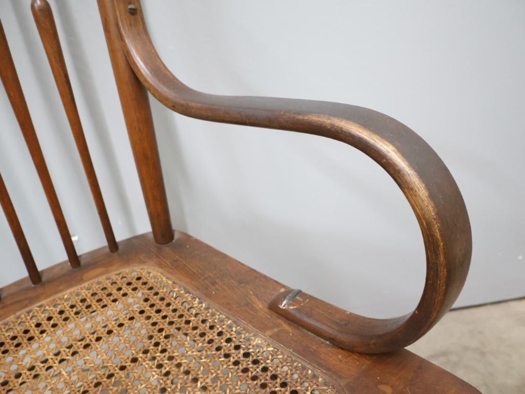 Antique Pressed Back Chair With Bent Wood Arm Rests - 3