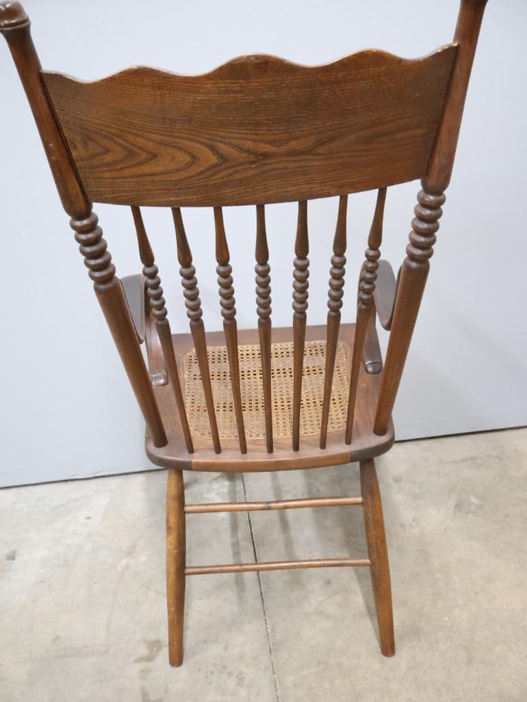 Antique Pressed Back Chair With Bent Wood Arm Rests - 7
