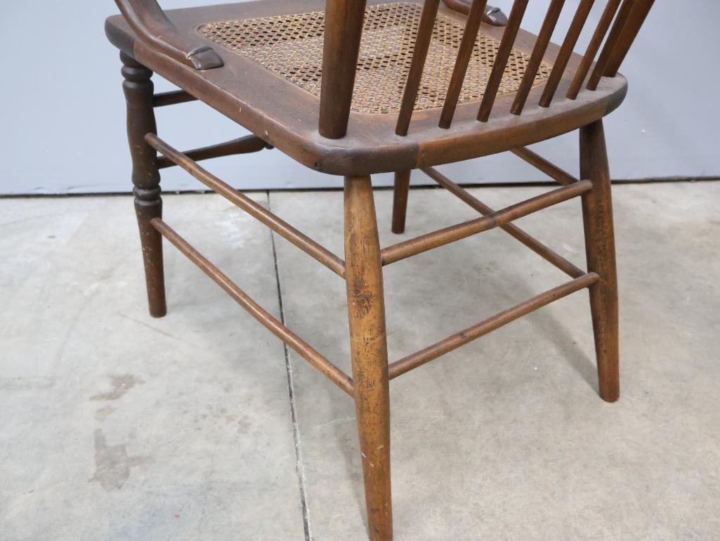 Antique Pressed Back Chair With Bent Wood Arm Rests - 8