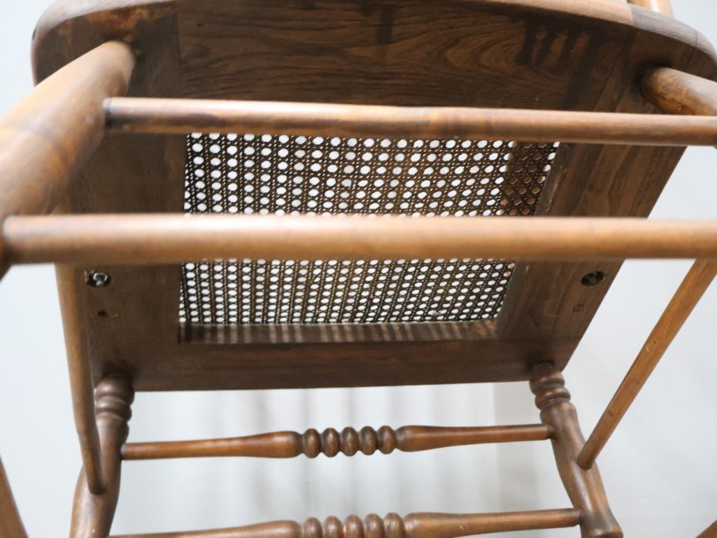 Antique Pressed Back Chair With Bent Wood Arm Rests - 9