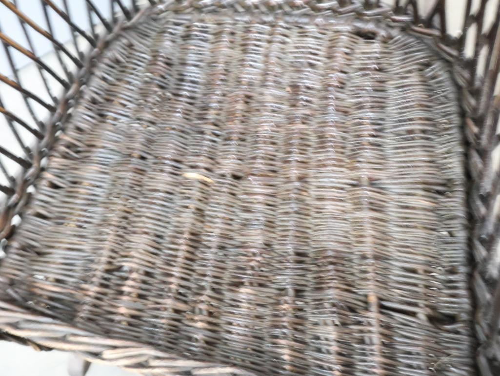 Vintage Woven Wicker Rocking Chair with Cushion Seat - 5