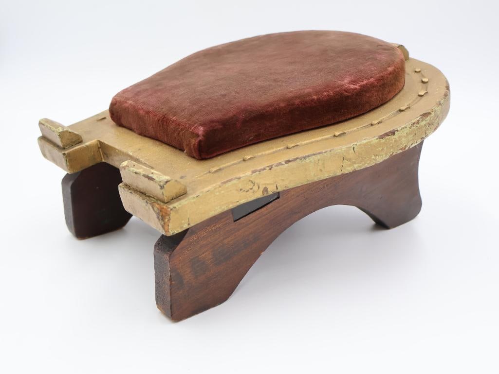 Antique Horseshoe Shaped Footstool - 2