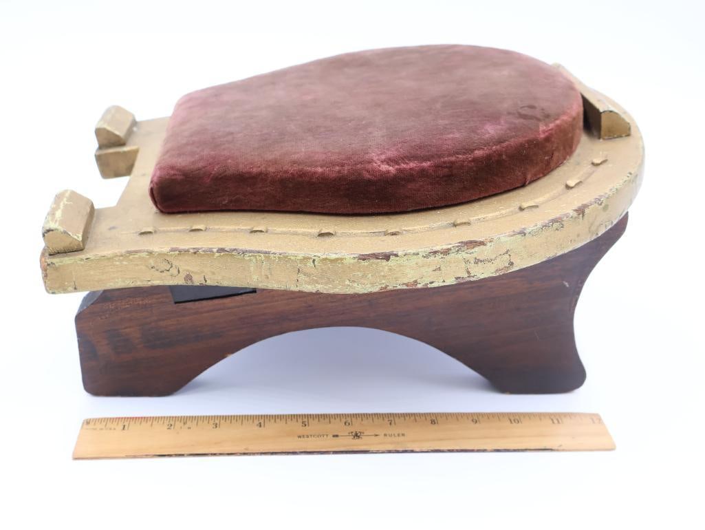 Antique Horseshoe Shaped Footstool - 4