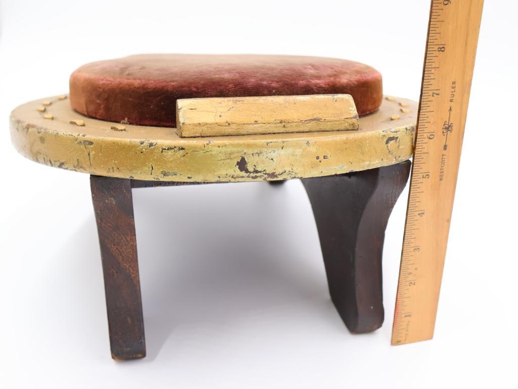 Antique Horseshoe Shaped Footstool - 5
