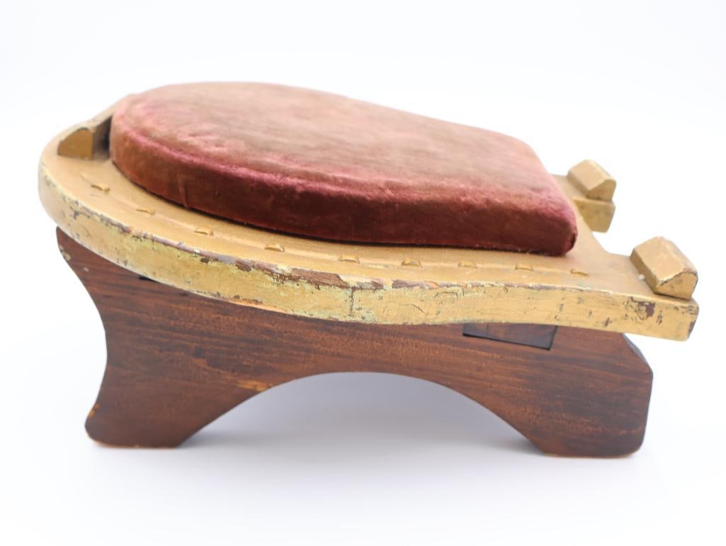 Antique Horseshoe Shaped Footstool - 6