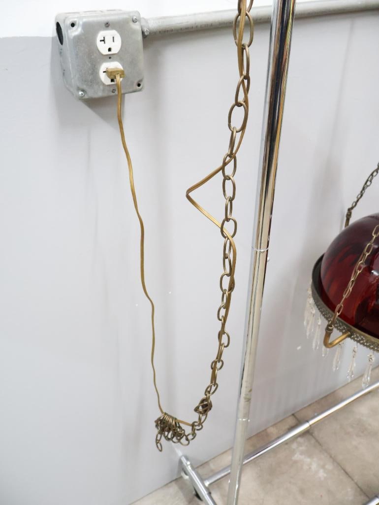 Antique Ruby Red Glass Parlor Lamp - 13