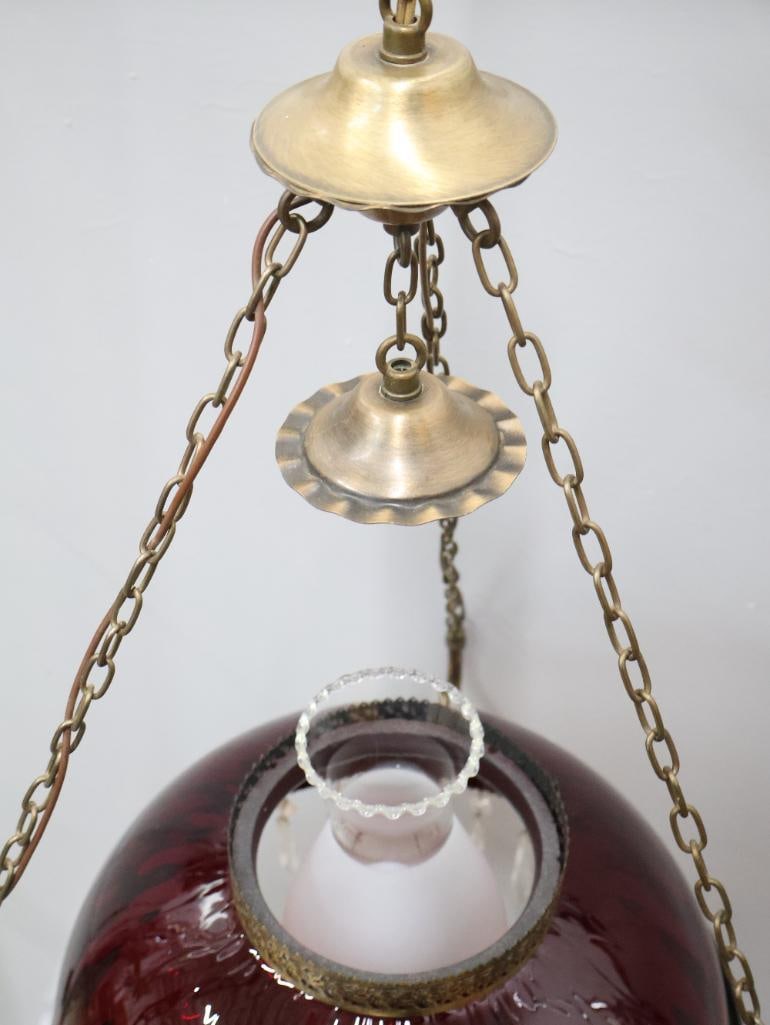 Antique Ruby Red Glass Parlor Lamp - 5
