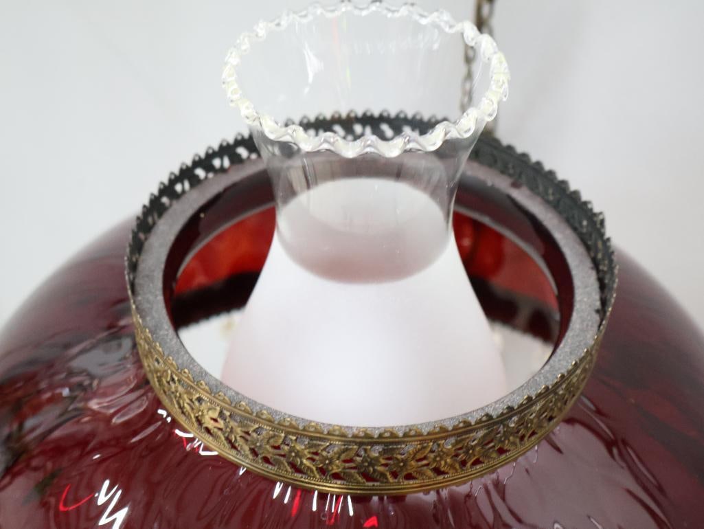 Antique Ruby Red Glass Parlor Lamp - 6
