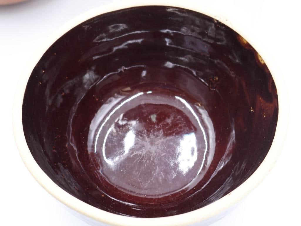 Three Vintage Glazed Stoneware Mixing Bowls - 5