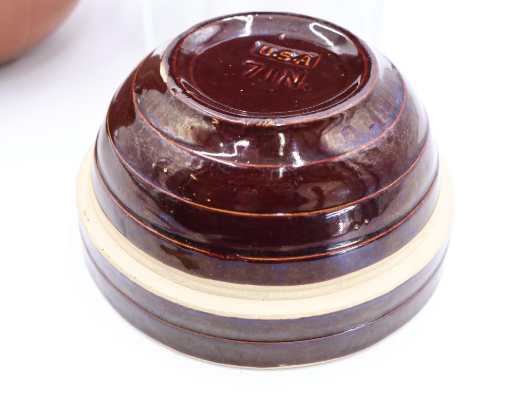 Three Vintage Glazed Stoneware Mixing Bowls - 6