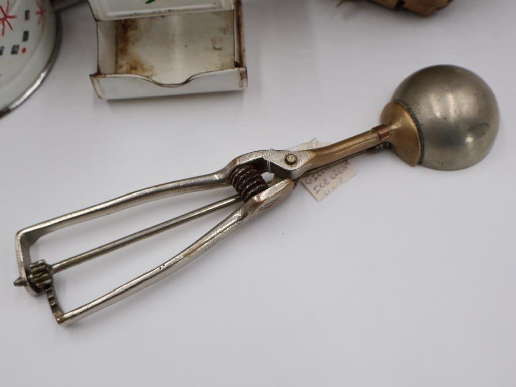 Antique Basket and Vintage Kitchen Items - 5