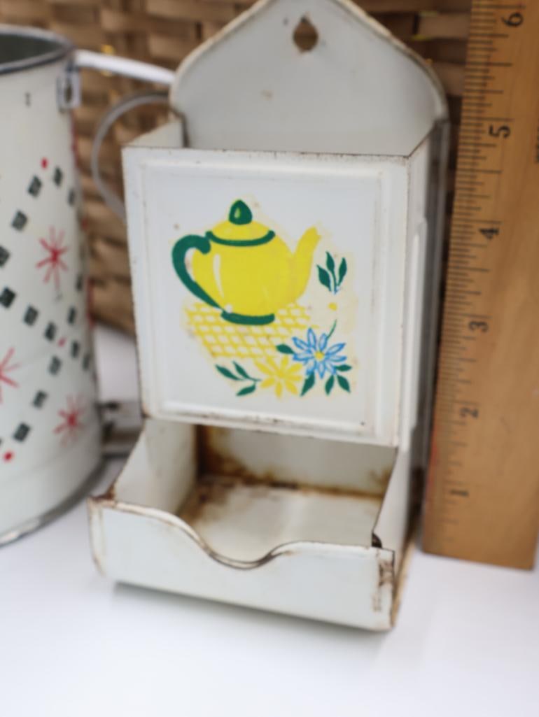 Antique Basket and Vintage Kitchen Items - 6