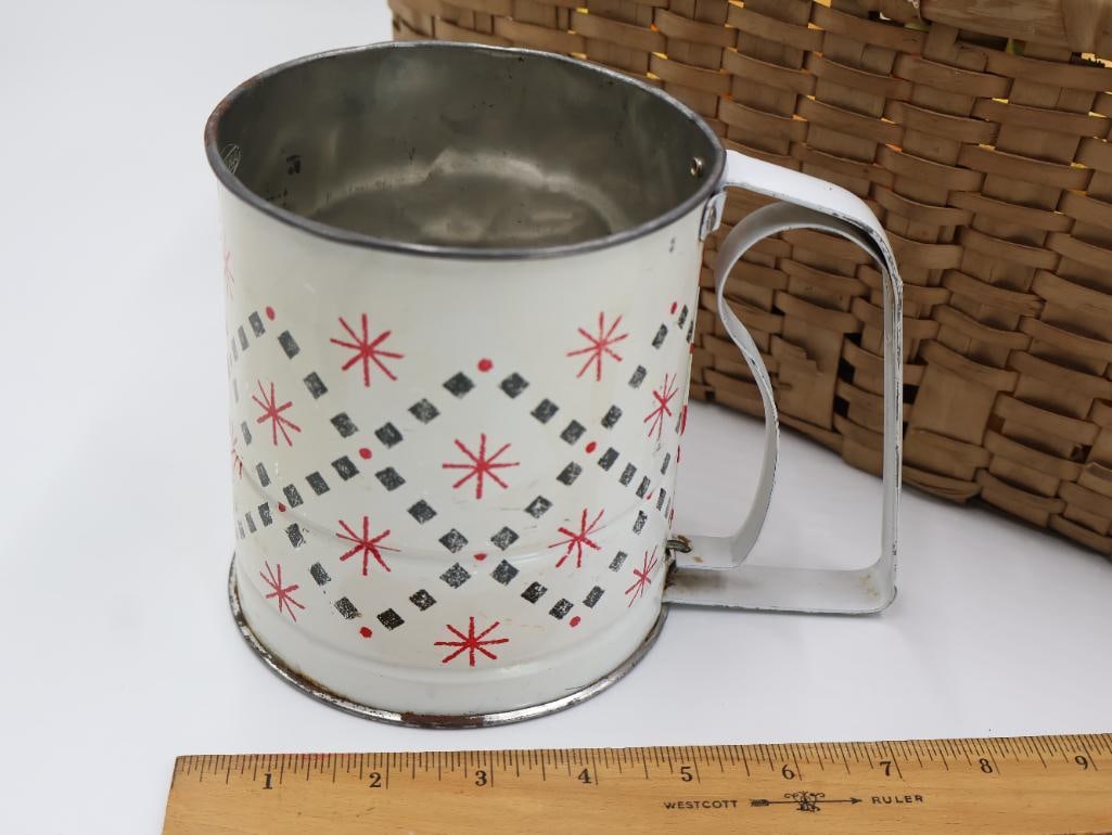 Antique Basket and Vintage Kitchen Items - 7