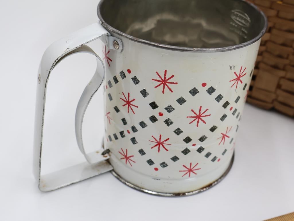 Antique Basket and Vintage Kitchen Items - 8