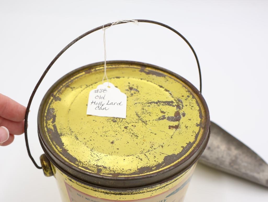 Vintage Egg Scale, Holly Lard Tin, and Scoop - 8