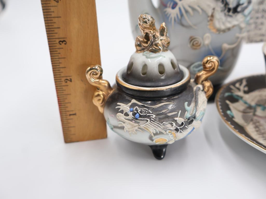 Vintage Dragonware Tea Set with Lithophane Tea Cup - 12