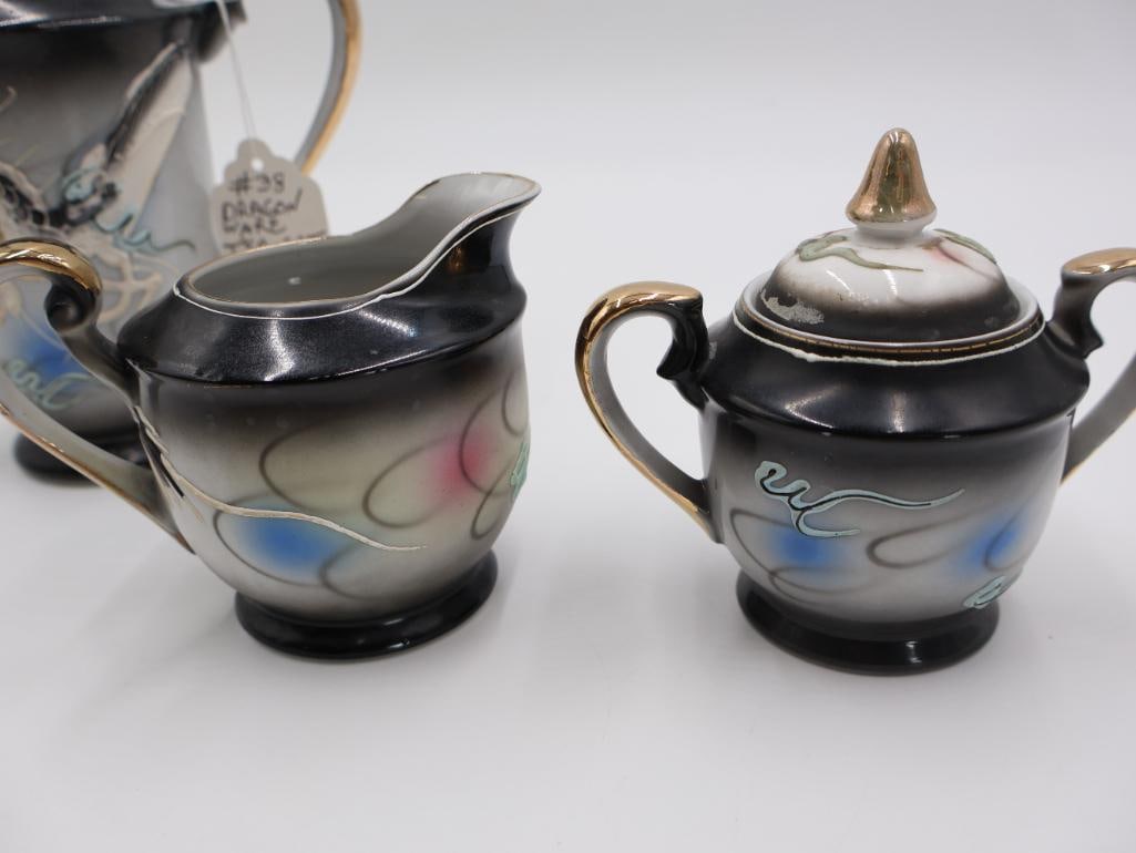 Vintage Dragonware Tea Set with Lithophane Tea Cup - 16