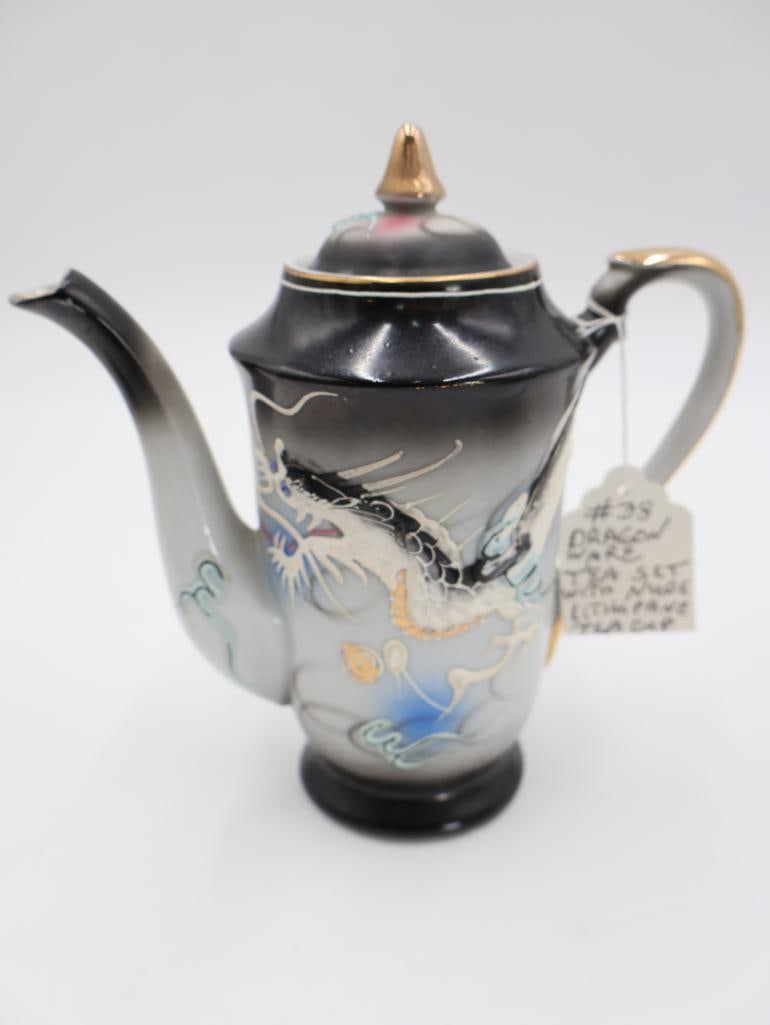 Vintage Dragonware Tea Set with Lithophane Tea Cup - 19