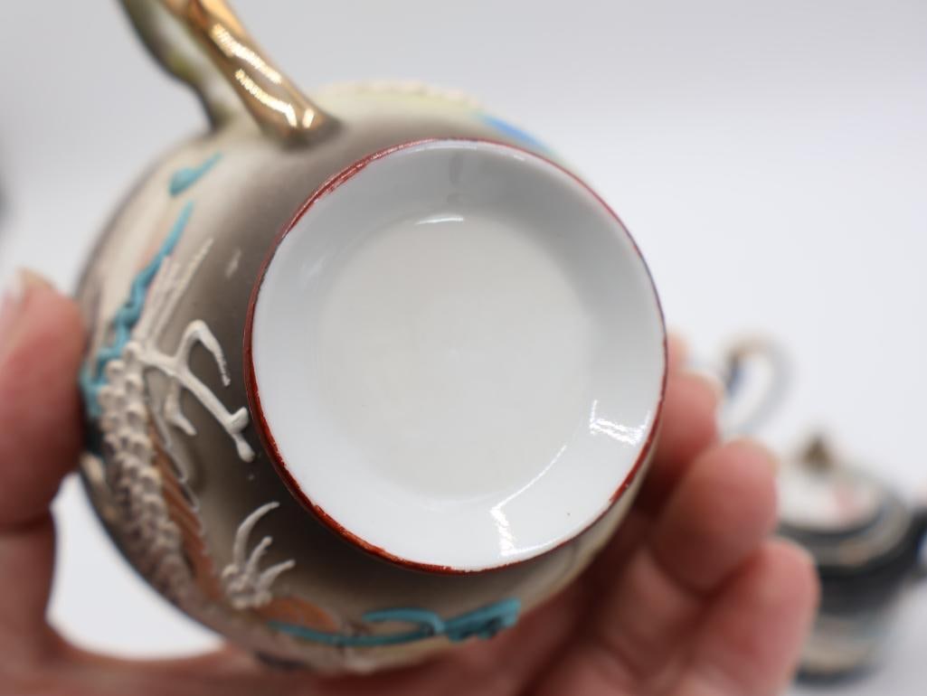 Vintage Dragonware Tea Set with Lithophane Tea Cup - 6