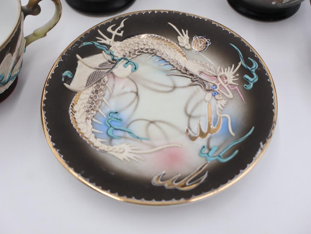 Vintage Dragonware Tea Set with Lithophane Tea Cup - 7