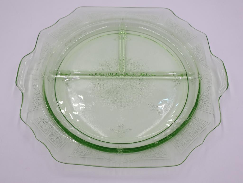 Uranium Green Depression Glass Plate - 2