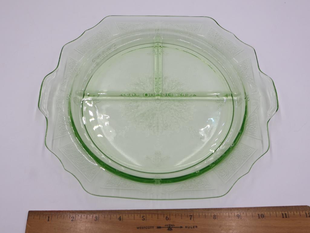 Uranium Green Depression Glass Plate - 3