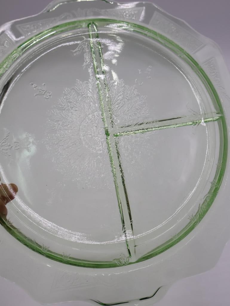 Uranium Green Depression Glass Plate - 5