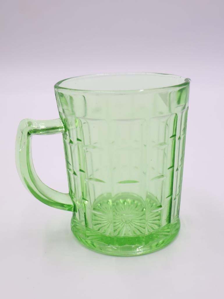 Vintage Green Uranium Glass Creamer - 3