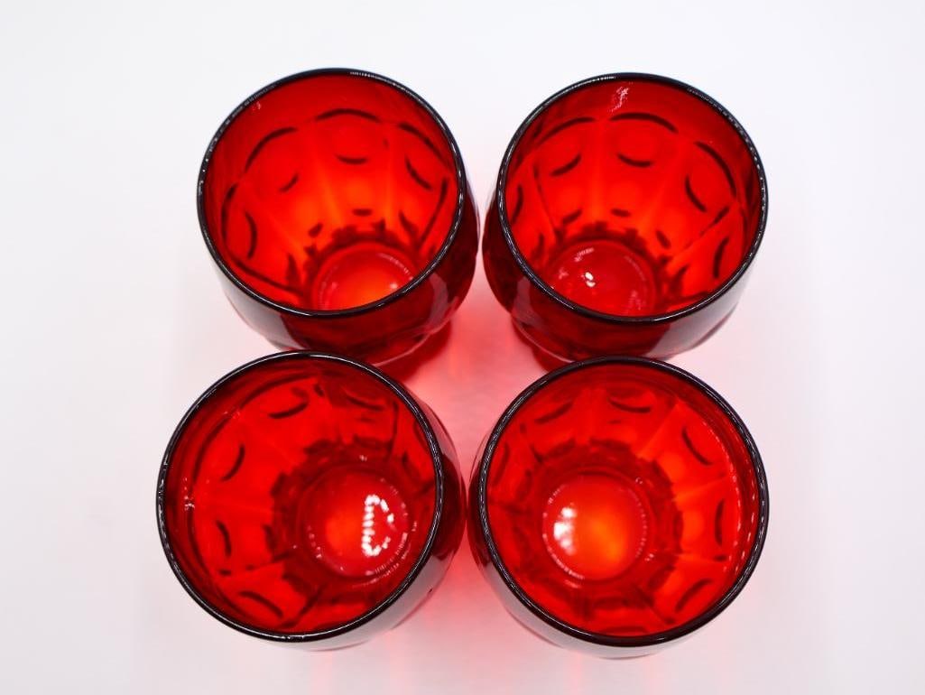 Set of Four Ruby Red Fenton Tumbler Glasses - 2