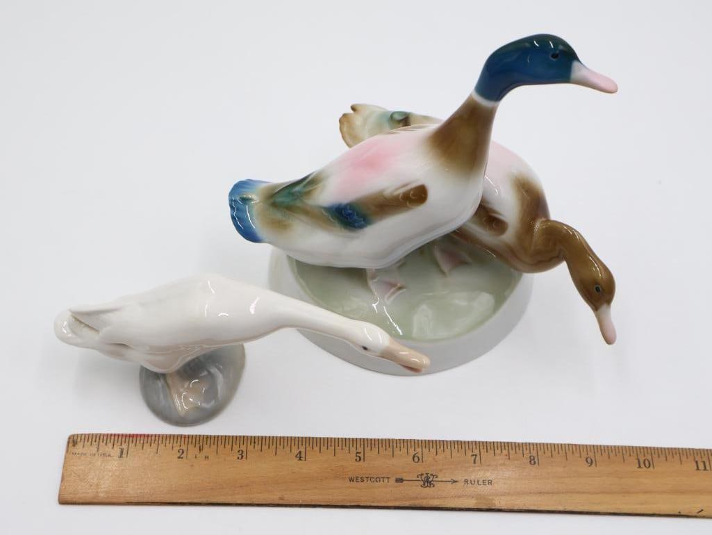 Vintage Lladro and Zsolnay Goose and Duck Statues - 2