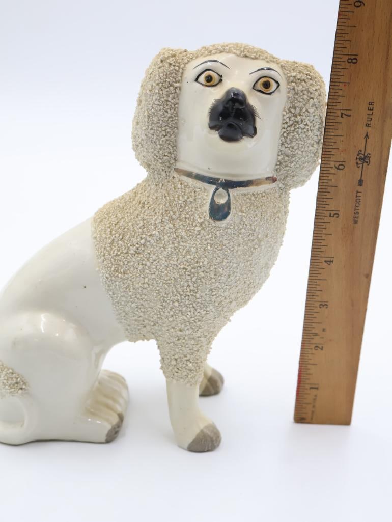 Antique Confetti Staffordshire White Dog - 2