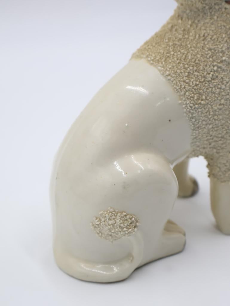 Antique Confetti Staffordshire White Dog - 6