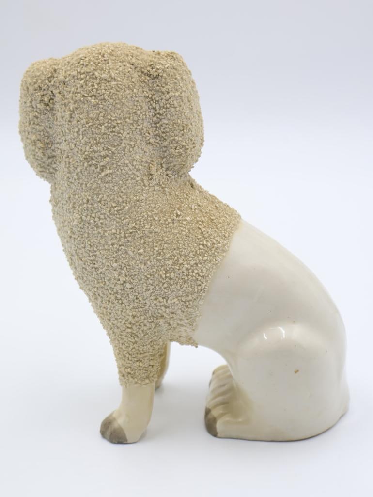 Antique Confetti Staffordshire White Dog - 7