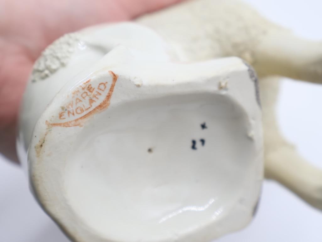 Antique Confetti Staffordshire White Dog - 8