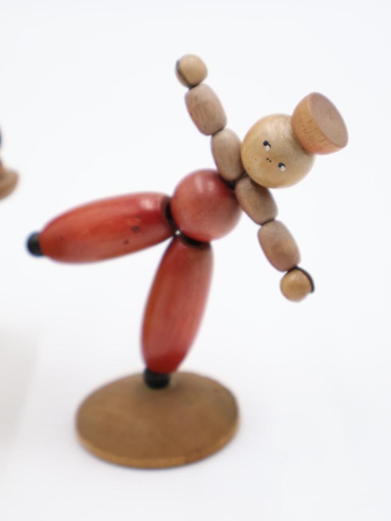 Three Vintage Wackelfigur Wood Jointed Bead Toys - 5