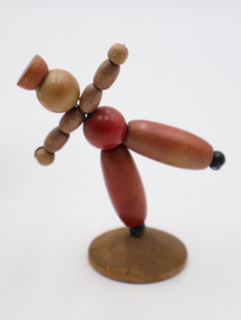 Three Vintage Wackelfigur Wood Jointed Bead Toys - 6
