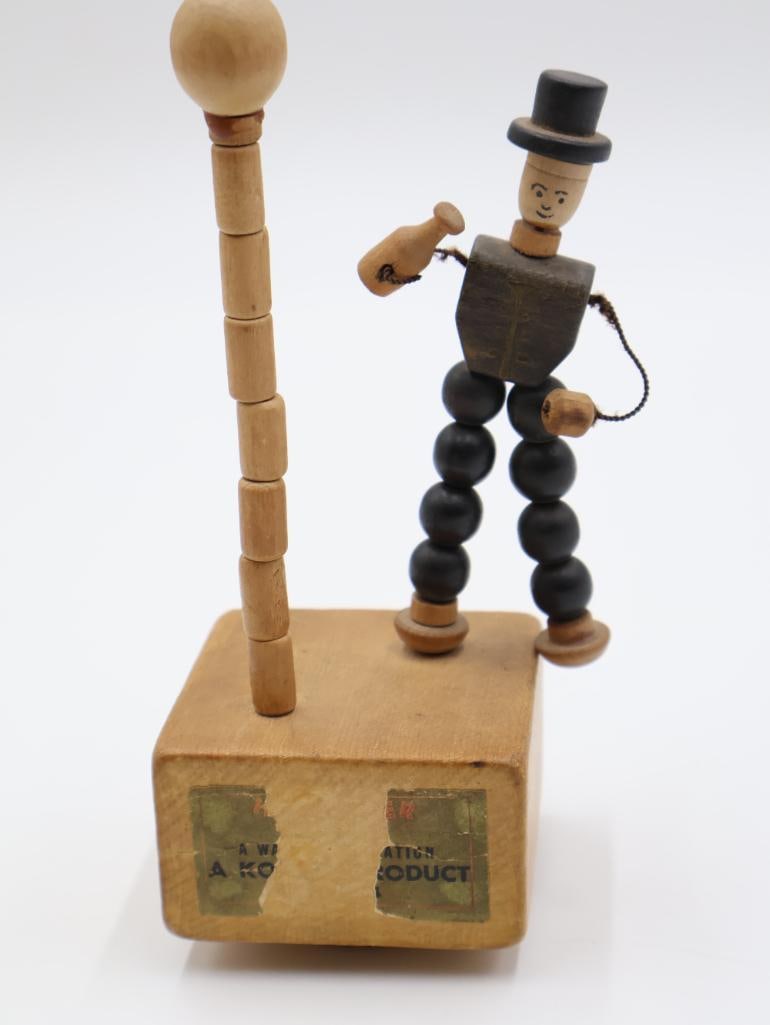 Three Vintage Wackelfigur Wood Jointed Bead Toys - 8