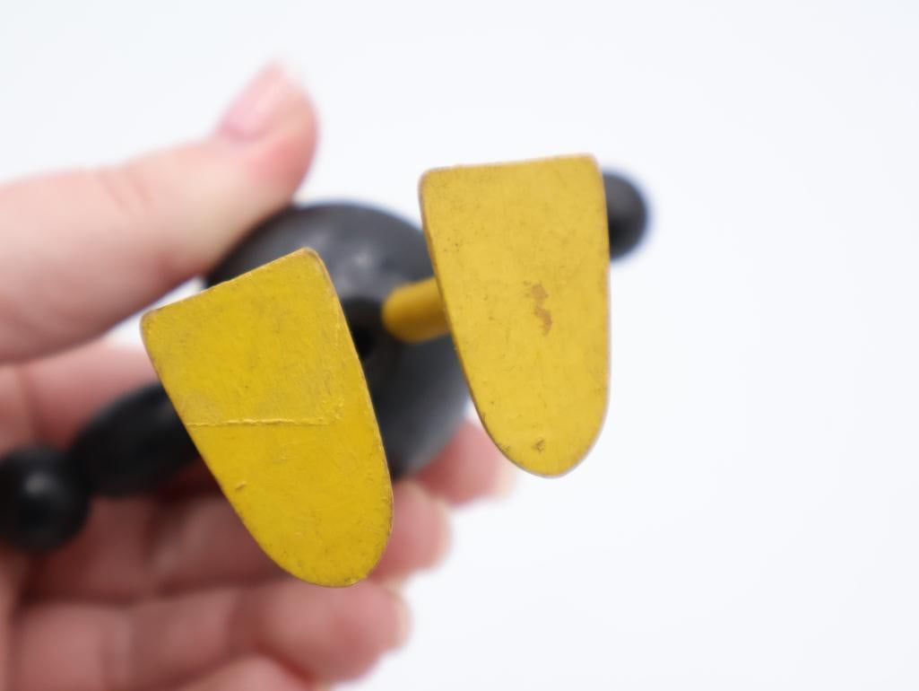 Vintage Wooden Bead Crow Toy and Two Puffball Chicks - 8