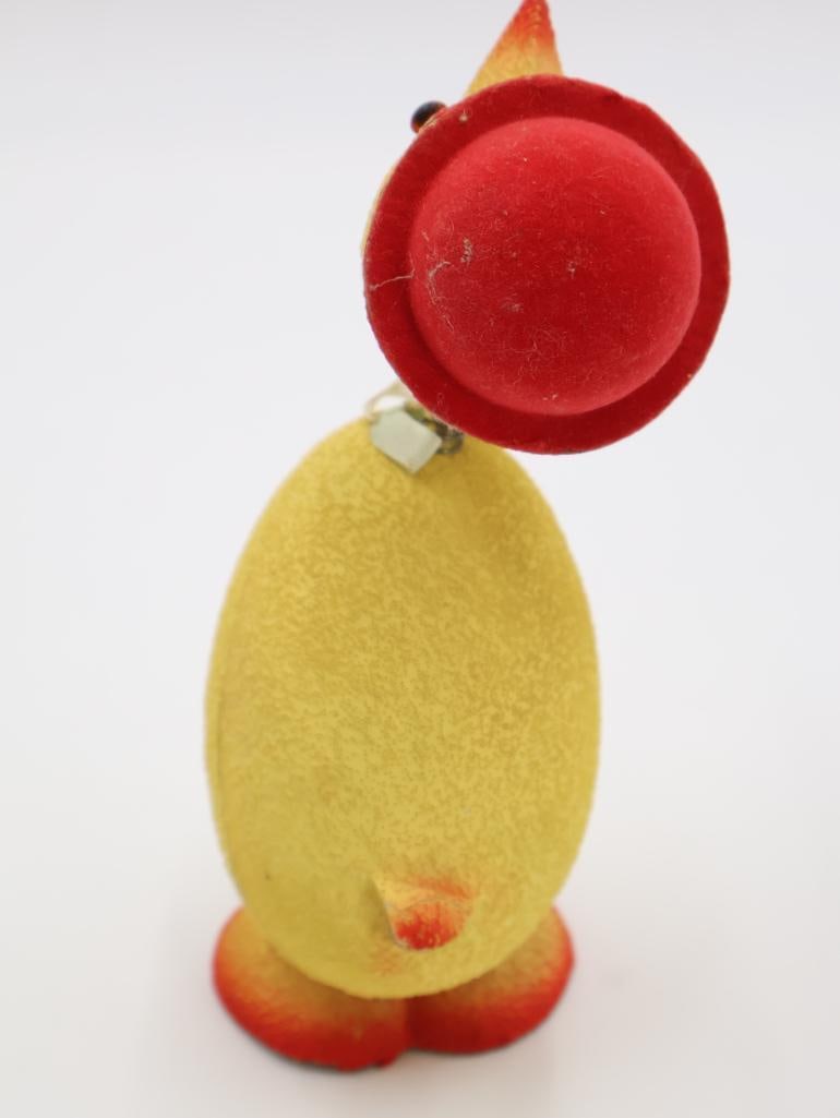 Vintage German Papier-Mache Easter Candy Container with Red Bowler Hat - 4