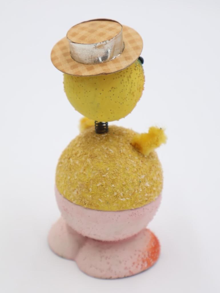 Vintage German Papier-Mache Easter Candy Container with Pink Bottom - 3