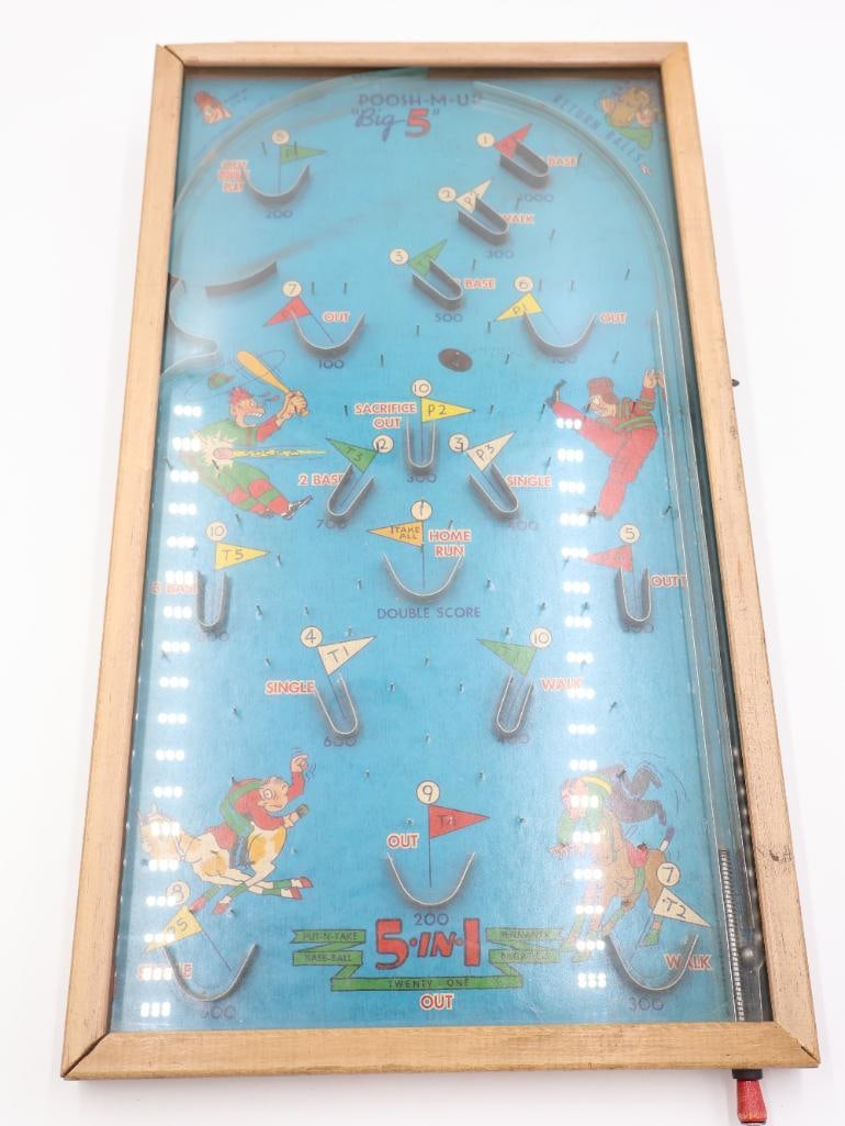 Vintage Poosh-M-Up Big 5 Tabletop Pinball Game - 2